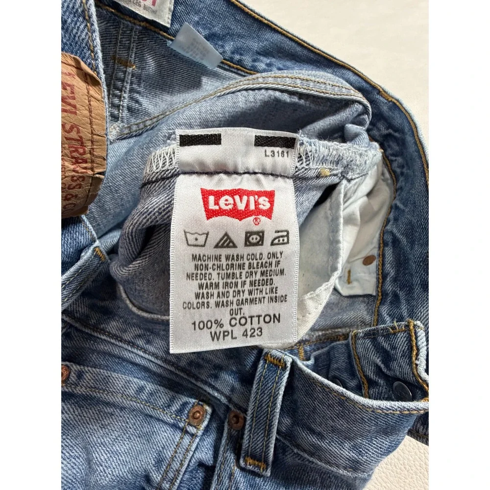 Levis 501 Original Straight Leg Jeans Medium Wash Blue Cotton W34 L32 Mens